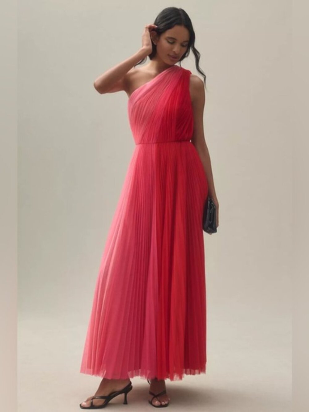 Hutch One-Shoulder Ombre Coral to Pink Maxi Dress - A Stunner - Picture 2 of 13